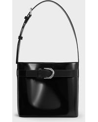 Charles & Keith - Gabine Leather Belted Bucket Bag - Lyst