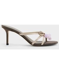 Charles & Keith - Bow Flower-Pearl Heeled Mules - Lyst