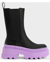 Charles & Keith Rhys Coloured Sole Chelsea Boots​ - Purple