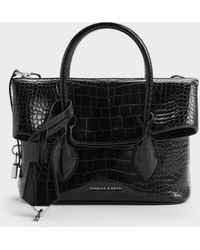Charles & Keith - Aveline Croc-Effect Front-Flap Crossbody Bag - Lyst