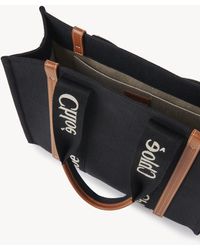 Chloé - Woody Tote Bag In Linen - Lyst