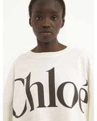 Chloé - T-shirt court droit en jersey de coton à logo - Lyst