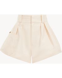 Chloé - Minipantalones Cortos De Talle Alto De Lona De Algodón Rosa 100% Algodón, Horn Bubalus Bubalis, Farmed, Coo India - Lyst
