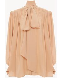 Chloé - Oversized Gathered Lavalliere Blouse - Lyst