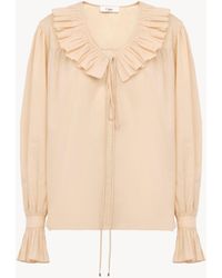 Chloé - コットンボイル製ギャザー フリルトップス - Lyst