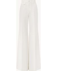 Chloé - Pantalones Acampanados De Talle Alto De Lona De Algodón Blanco 100% Algodón, Horn Bubalus Bubalis, Farmed, Coo India - Lyst