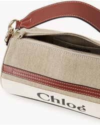 Chloé - Woody Tube Shoulder Bag In Linen & Soft Leather - Lyst