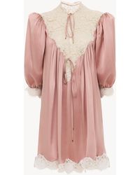 Chloé - Gathered V-Neck Mini Dress - Lyst