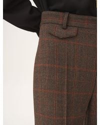 Chloé - High-rise Flared Pants In Wool Check - Lyst