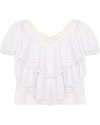 Chloé - Cropped V-Neck Ruffle Top - Lyst