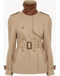 Chloé - Gabardina Corta De Gabardina De Algodón Marrón 100% Algodón, Horn Bubalus Bubalis, Farmed, Coo India - Lyst