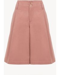 Chloé - コットン製ハイライズワイドレッグ バミューダショートパンツ 婦人向け ピンク サイズ コットン 100% Horn Bubalus Bubalis, Farmed, Coo India - Lyst