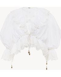 Chloé - V-Neck Ruffle Top - Lyst
