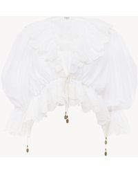 Chloé - Top Con Volant E Scollo A V - Lyst