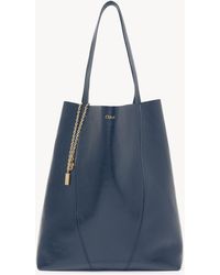 Chloé - Bolso Tote Grande Spin De Cuero Granulado Azul 100% Bovino - Lyst