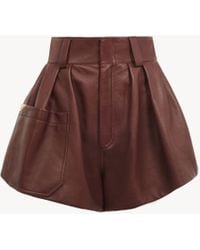 Chloé - レザー製ハイライズショートパンツ 婦人向け ブラウン サイズ 羊革 100 - Lyst