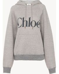 Chloé - Sudadera Oversize Con Capucha Y Logotipo De Mezcla De Felpa De Algodón Gris 85% Algodón, 15% Lyocell - Lyst