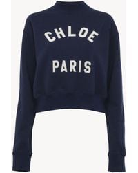Chloé - Pullover aus Baumwollfleece mit Stehkragen und Logo - Lyst