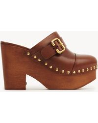 Chloé - Jeannetteウェッジクロッグ 婦人向け ブラウン サイズ 牛革（カーフ） 100% Pterocarpus Soyauxii, Farmed, Coo Cameroon - Lyst