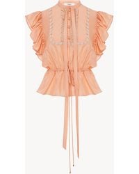 Chloé - Short-Sleeve Ruffle Top - Lyst