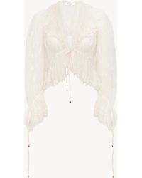 Chloé - V-Neck Ruffle Top - Lyst
