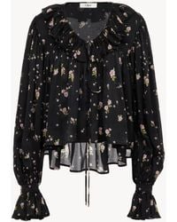 Chloé - Maxi Gathered Ruffle Top In Silk Charmeuse - Lyst