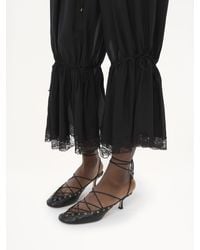 Chloé - Fluid Cropped Pants In Silk Charmeuse & Lace - Lyst