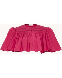 Chloé - Gerafftes Cropped-Oberteil Aus Baumwollpopeline - Lyst