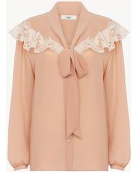 Chloé - Tie-Front Gathered Blouse - Lyst