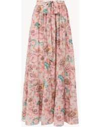 Chloé - Geraffter Midirock aus Crêpe de Chine - Lyst