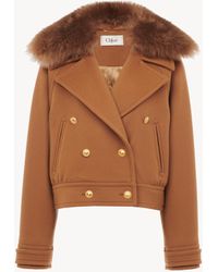 Chloé - ソフトウール製ショートボクシー ダブルブレストコート - Lyst