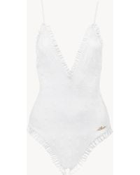 Chloé - Ruffled V-Neck One-Piece Swimsuit - Lyst