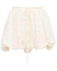 Chloé - Mini Bloomer Shorts In Floral-lace Silk Mousseline - Lyst