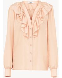 Chloé - V-Neck Ruffled Blouse - Lyst