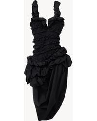 Chloé - Vestido Midi Fruncido Con Corsé De Popelina De Algodón - Lyst