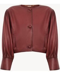 Chloé - Kragenlose Jacke Aus Leder - Lyst