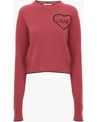 Chloé - Cropped Fitted Logo Sweater - Lyst