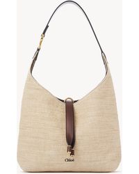 Chloé - Bolso Hobo Pequeño Marcie De Fibras De Efecto Rafia 69% Algodón, 31% Poliamida, Piel De Ternera - Lyst