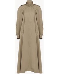 Chloé - コットンギャバジン製ハイネック ロングトレンチコート 婦人向け ブラウン サイズ コットン 100% ザマック合金 牛革（カーフ） Horn Bubalus Bubalis, Farmed, Coo India - Lyst