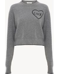 Chloé - Cropped Fitted Logo Sweater - Lyst