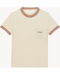 Chloé - Camiseta De Cuello Redondo Con Logotipo De Jersey De Algodón 100% Algodón - Lyst