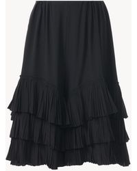 Chloé - Pantalones Cortos Estratificados Con Volantes De Crepé De Seda China Negro 100% Seda - Lyst