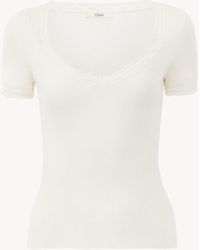Chloé - Top Aderente Con Scollo Profondo - Lyst