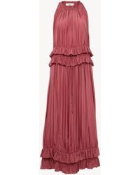 Chloé - Vestido Largo Sin Mangas De Tafetán De Seda Lavada - Lyst