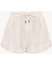 Chloé - コットン製ターンアップ ドローストリングショートパンツ 婦人向け ピンク サイズ コットン 100% Horn Bubalus Bubalis, Farmed, Coo India - Lyst