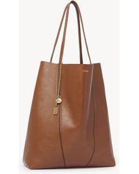 Chloé - Large Chloé Spin Tote Bag In Grained Leather - Lyst
