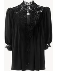 Chloé - Fluid Puff-Sleeve Top - Lyst