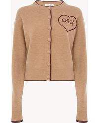 Chloé - Fitted Logo Cardigan - Lyst