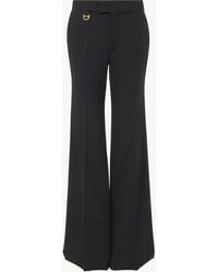 Chloé - Pantalones De Sastre Acampanados De Gabardina De Lana Negro 100% Lana Virgen, Horn Bubalus Bubalis, Farmed, Coo India - Lyst