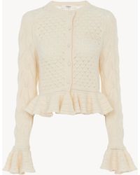 Chloé - Ruffled Logo Cardigan - Lyst